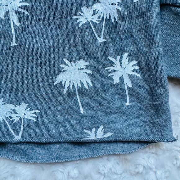 CHASER Womens Gray Palm Trees Cropped Yoga Hoodie Sweatshirt Medium - Picture 6 of 13